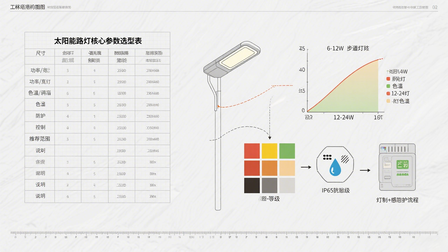 別墅區太陽能路燈安裝實例 參數示意